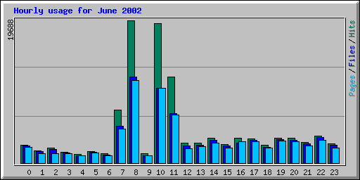 Hourly usage for June 2002