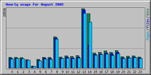Hourly usage for August 2002